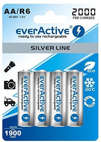 Baterija - „everActive Ni-MH R6 AA“ 2000 mAh „Sidabrinis Line 1.2V“