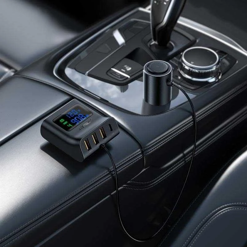 Automobilinis įkroviklis Acefast B8 90W Car HUB 3xUSB-A/Type-C juodas