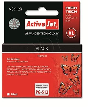 Rašalo Kasetė - Activejet AC-512R 18 ml Juoda