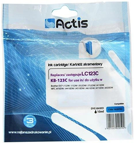 Rašalo Kasetė - Actis KB-123C (Pakaitinis Brother LC123C/LC121C; 10 ml; Mėlyna)