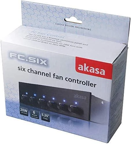 Akasa 5.25 inch FC.Six Fan Controller - juodos spalvos