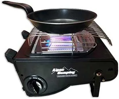 Przenośny Nešiojama dujinė viryklė „Alpen Camping“, 2 viename, dujų sąnaudos 124 g/val., pjezoelektrinis uždegimas, ICELAND IK-1000 PRO