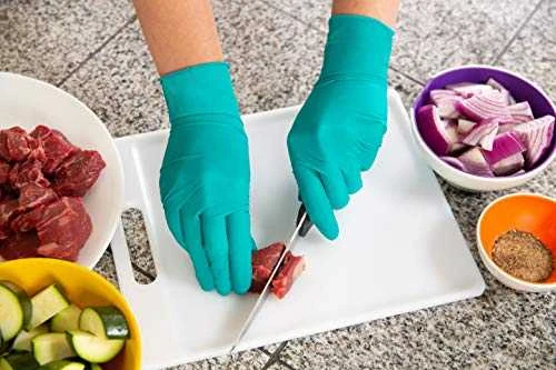 Vienkartinės nitrilinės pirštinės Ansell TouchNTuff 92-600, 100vnt, 0,12mm storio, M dydis (7,5-8), lygus delnas, žalios
