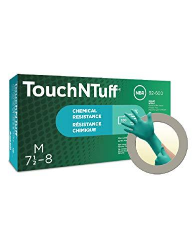 Vienkartinės nitrilinės pirštinės Ansell TouchNTuff 92-600, 100vnt, 0,12mm storio, L dydis (8,5-9), lygus delnas, žalios