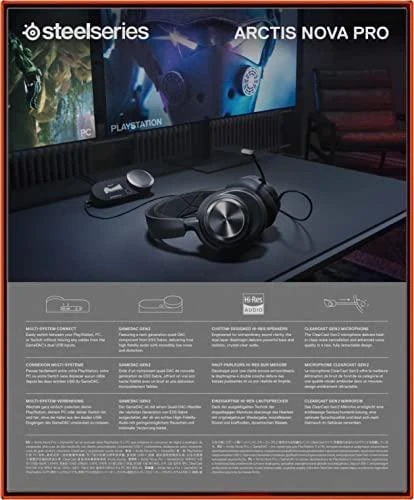 Ausinės žaidimams SteelSeries Arctis Nova Pro, Skirta PC ir PlayStation, Juodos spalvos