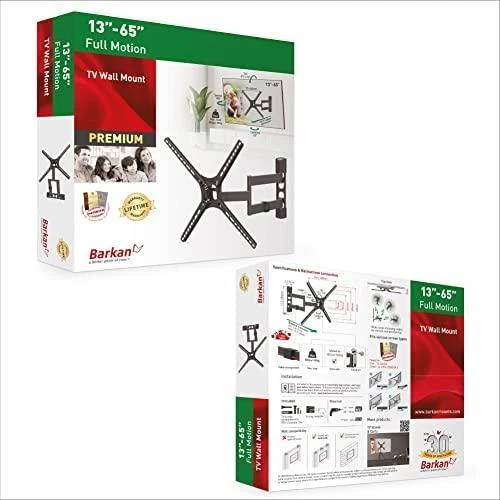 Laikiklis BARKAN BM343 13"-65" lygiam/lenktam TV, 4 lankstu, sieninis, juodas