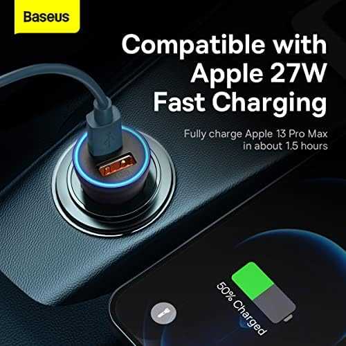 Automobilinis įkroviklis Baseus Golden Contactor Max USB + USB-C 60W - pilkas