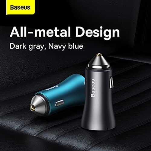Automobilinis įkroviklis Baseus Golden Contactor Max USB + USB-C 60W - pilkas