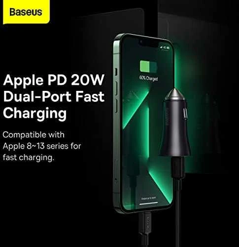 Baseus Golden Contactor Pro automobilinis įkroviklis 2x USB-C 40W - Tamsiai pilka