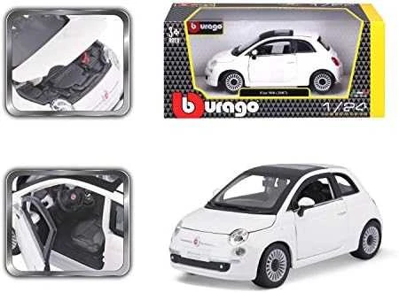 Vaikiškas automobilis Bburago Fiat 500, baltas