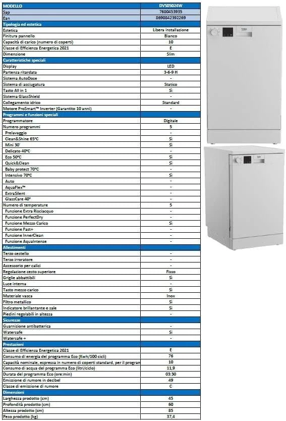 Indaplovė BEKO DVS05024W