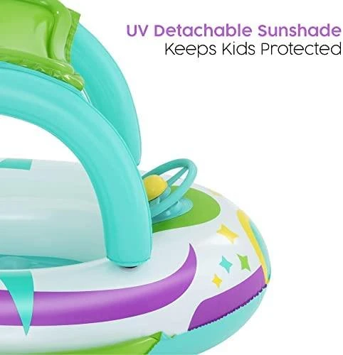 BESTWAY pripučiamas vaikiškas plaustas su stogeliu Space Splash, 1.07m x 1.12m, 34149