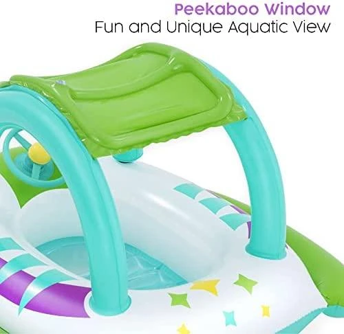 BESTWAY pripučiamas vaikiškas plaustas su stogeliu Space Splash, 1.07m x 1.12m, 34149