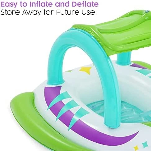 BESTWAY pripučiamas vaikiškas plaustas su stogeliu Space Splash, 1.07m x 1.12m, 34149