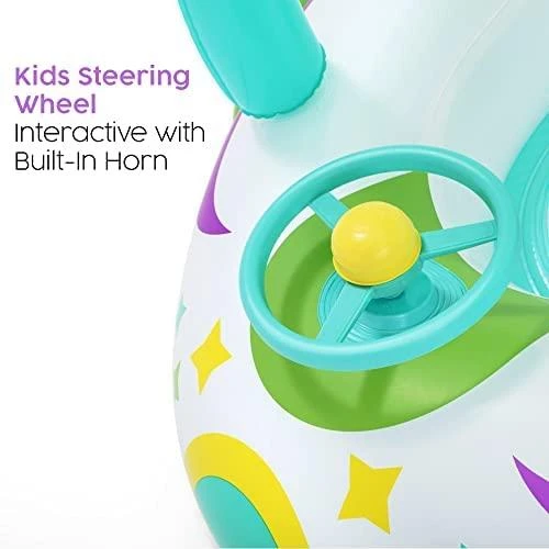 BESTWAY pripučiamas vaikiškas plaustas su stogeliu Space Splash, 1.07m x 1.12m, 34149