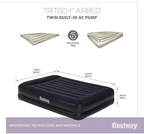 Bestway® Tritech Airbed Queen pripučiamas čiužinys su integruotu AC siurbliu 203x152x46 cm