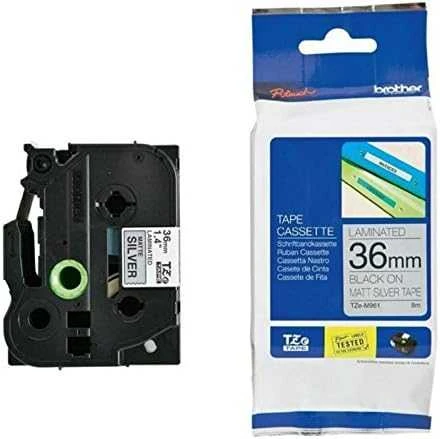 Brother sidabrinė matinė juosta TZ-M961 juodos spalvos įspaudas