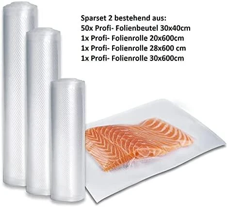 Caso | Folijos rinkinys 2 vnt. vakuumavimui + Sous Vide virimui | 01236 | Matmenys (P x I) 30 x 40 cm, 20 x 600 cm, 28 x 600 cm, 30 x 600 cm