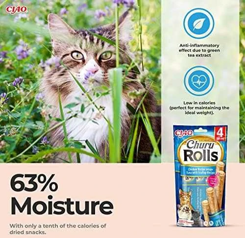 Inaba Churu Cat skanėstas Rolls vištienos tuno šukutės (4 lazdelės) 40g