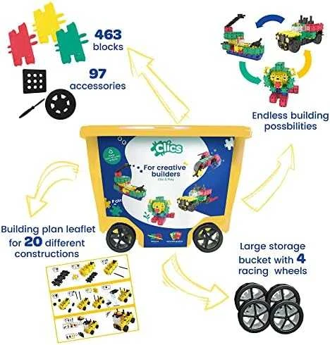 Clics toys Konstruktorius - CLICS 560 dalių daugiaspalvis