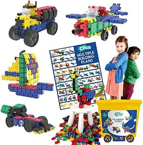 Clics toys Clics Nano Clics Didelis edukacinių konstruktorių rinkinys 25 modeliai, 750 dalių, vaikams nuo 3 metų, patvarus polipropilenas