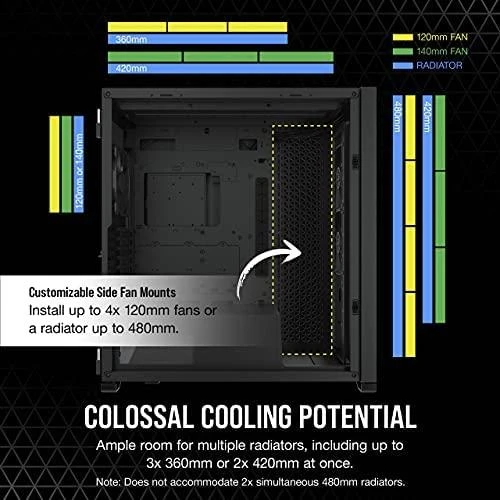 „Corsair“ | Grūdinto stiklo kompiuterio korpusas | 7000D AIRFLOW | Šoninis langas | Juodas | Pilno dydžio bokštas | ATX