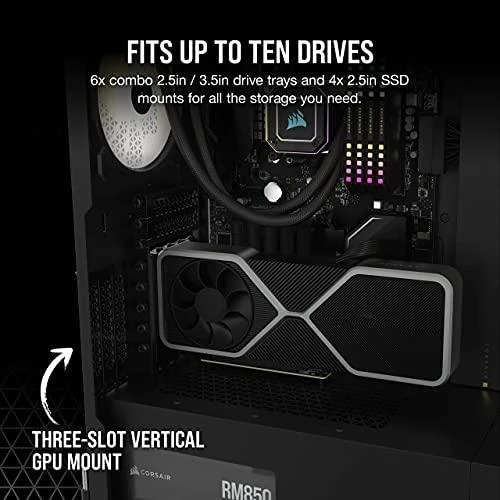 „Corsair“ | Grūdinto stiklo kompiuterio korpusas | 7000D AIRFLOW | Šoninis langas | Juodas | Pilno dydžio bokštas | ATX