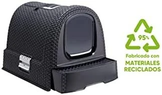 Curver Rattan tualetas katėms grafito spalvos 51x39x39cm