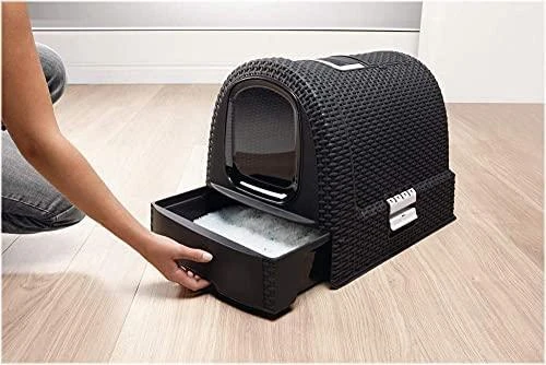 Curver Rattan tualetas katėms grafito spalvos 51x39x39cm
