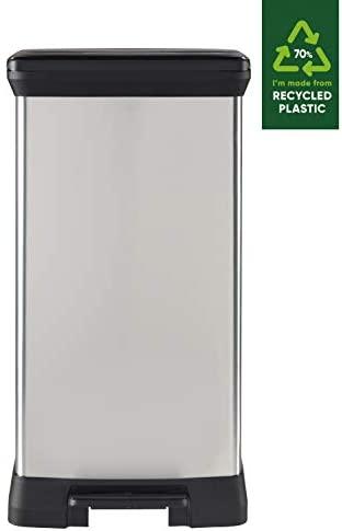Curver Šiukšliadėžė su pedalu Deco, sidabrinė, 50l, stačiakampė