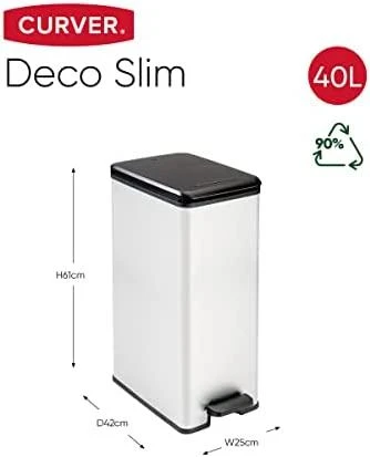 Keter CURVER ŠIUKŠLIADĖŽĖ SLIM BIN 40L /IML METALIZUOTA