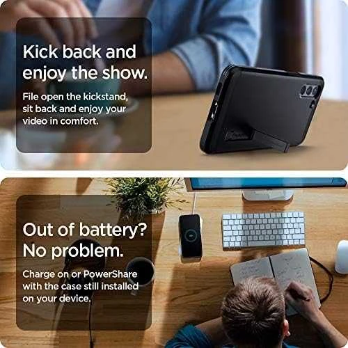 Dėklas „Spigen Tough Armor“, juodas – „Galaxy S21“