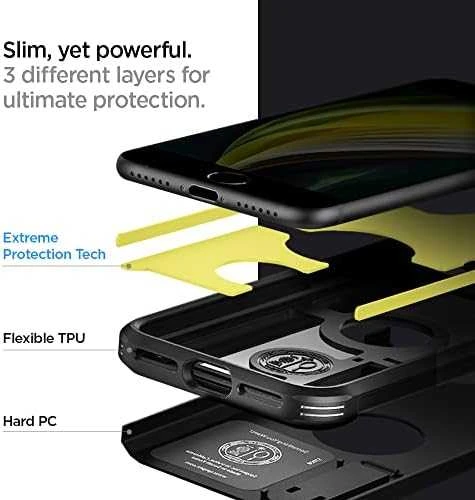 Dėklas Spigen Tough Armor, juodos spalvos – iPhone SE