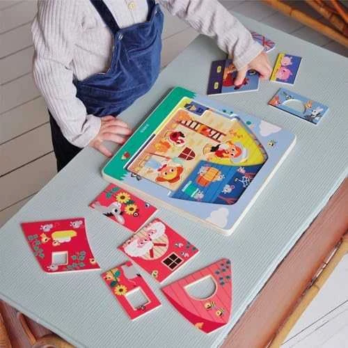 Djeco 3 sluoksnių medinė dėlionė - Pas Moo ( DJ01482 )