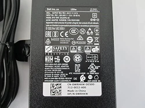 Dell 130W adapterio techninė etiketė