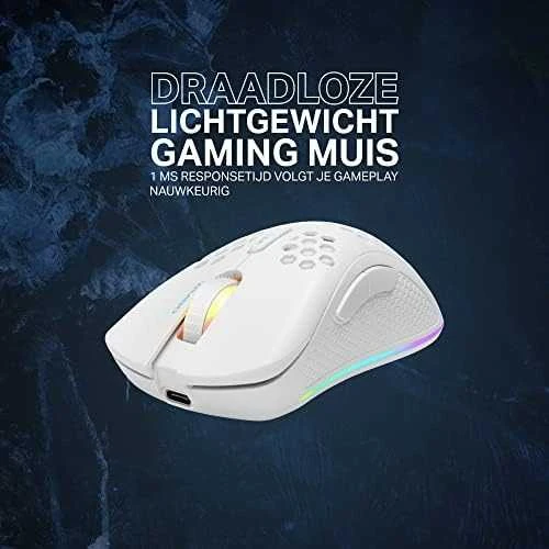 Belaidė itin lengva žaidimų pelė DELTACO GAMING Baltas LINE 70g svorio, RGB, SPCP6651, 400-6400 DPI, 1000 Hz, balta / GAM-120-W