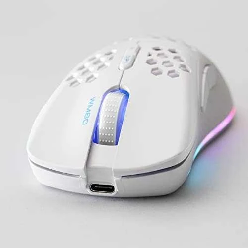 Belaidė itin lengva žaidimų pelė DELTACO GAMING Baltas LINE 70g svorio, RGB, SPCP6651, 400-6400 DPI, 1000 Hz, balta / GAM-120-W