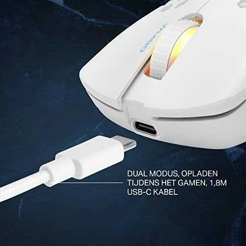 Belaidė itin lengva žaidimų pelė DELTACO GAMING Baltas LINE 70g svorio, RGB, SPCP6651, 400-6400 DPI, 1000 Hz, balta / GAM-120-W