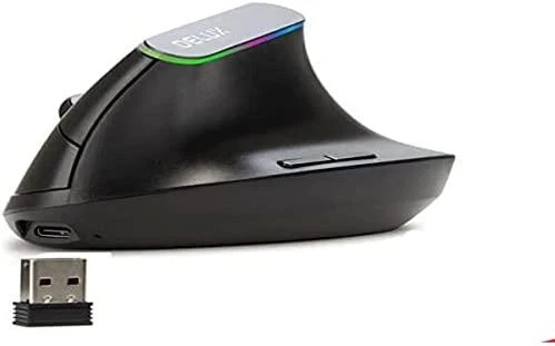 Belaidė vertikali pelė Delux M618DB BT4.0 + 2.4Ghz RGB
