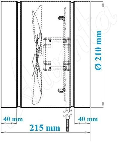 AWENTA Awenta WK200 kanalinis ventiliatorius fi200mm 405m3/h 48W 230V metalas