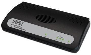 Assmann Electronic DIGITUS greito eterneto spausdinimo serveris 2+1port 2xUSB2.0 1xparallel 1xRJ-45 su maitinimo šaltiniu