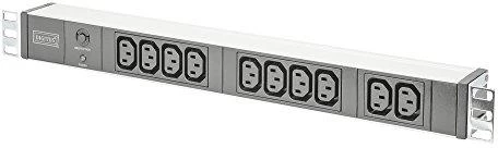 Assmann Electronic DIGITUS 19 colių išėjimo juostelė 10x juodas 10A 2500W Alu profilio apsauga nuo perkrovos C14 kištukas