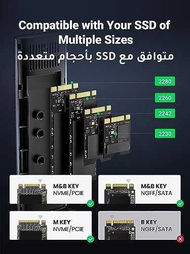 Korpusas UGREEN CM400 M.2 SSD, NVMe, SATA, 10 Gbps, USB-C (pilka)