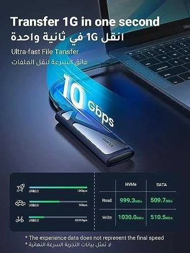 Korpusas UGREEN CM400 M.2 SSD, NVMe, SATA, 10 Gbps, USB-C (pilka)