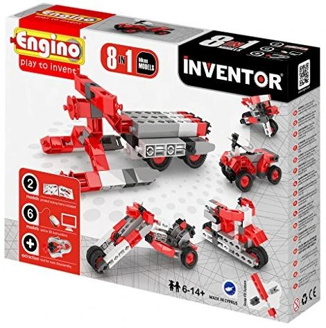 Engino Inventor Konstruktorius „Keturračiai ir motociklai“ (8 modeliai)