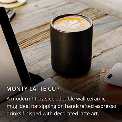 Latte puodelis Fellow Monty Milk Art Matte Juodas, 325 ml