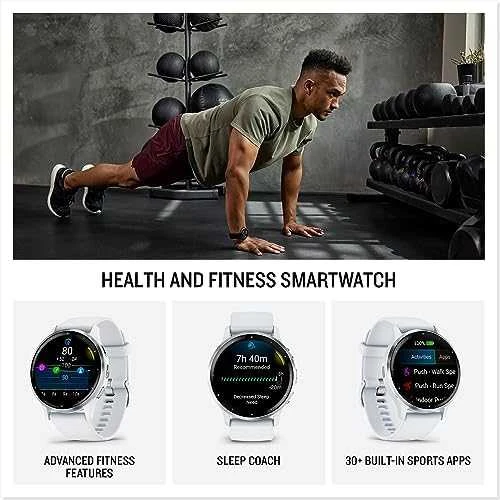 Išmanusis laikrodis Garmin Venu® 3, 45 mm, Skalūno spalvos nerūdijančiojo plieno apvadas, su juodu korpusu ir silikoniniu dirželiu