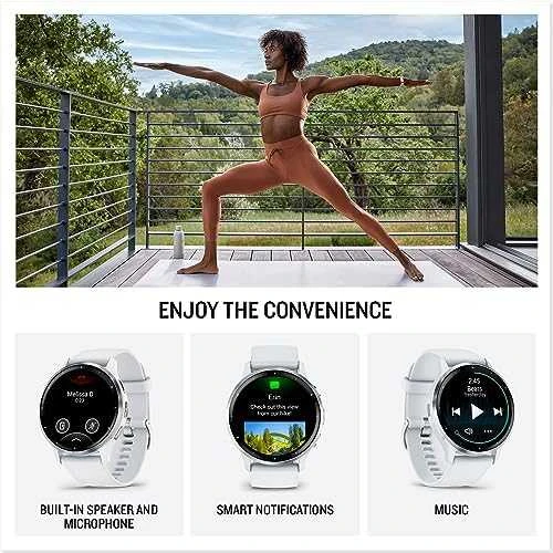 Išmanusis laikrodis Garmin Venu® 3, 45 mm, Skalūno spalvos nerūdijančiojo plieno apvadas, su juodu korpusu ir silikoniniu dirželiu