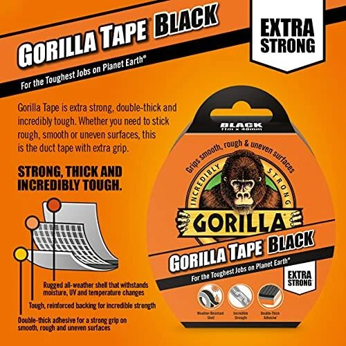 Gorilla Tape izoliacinė juosta juoda 4.77cm × 11m