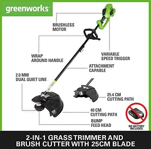 Greenworks žoliapjovė ir krūmapjovė GD40BC 40 cm 40V, be akumuliatoriaus ir kroviklio